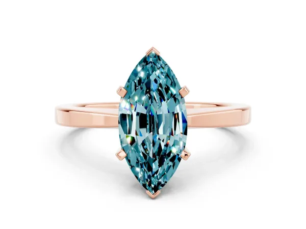 Marquise Cut Blue Topaz Solitaire Engagement Ring with Classic Band and Four-Prong Setting Rose gold