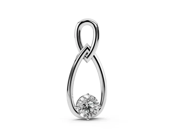 Round Solitaire Bezel Infinity Pendant Silver