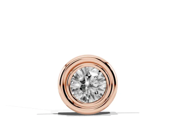 Bezel Round Diamond Pendant Rose gold