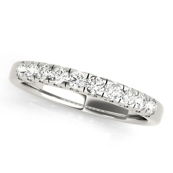 Round Diamond Prong Set Half Eternity Band White gold