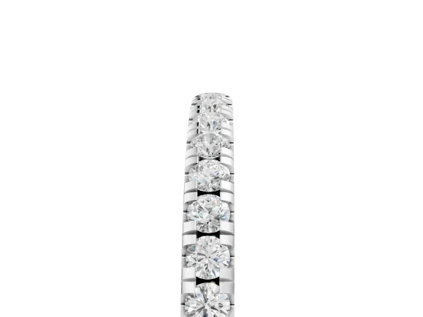 Pavé Round Diamond Half Eternity Band with Shared Prong Setting White gold