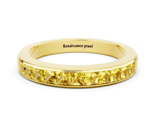 Channel Set Princess Cut Yellow Sapphire Eternity Band Yellow gold