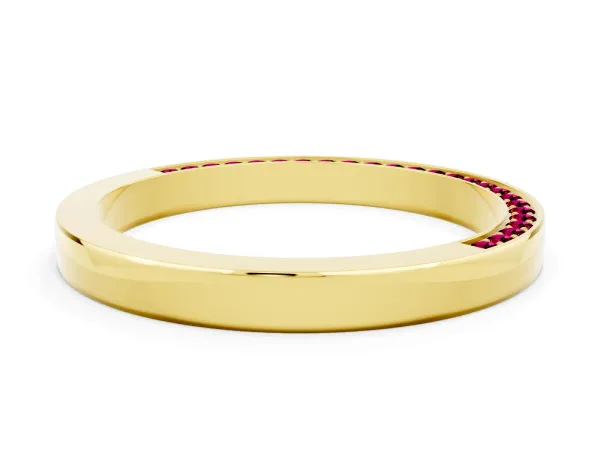 Pavé Round Garnet Channel Set Band Yellow gold
