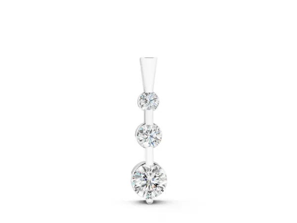 Three-Stone Round Diamond Prong-Set Pendant Silver