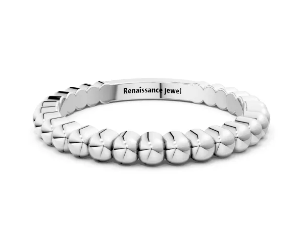 Beaded Round Stone Eternity Band with Bezel Setting Platinum