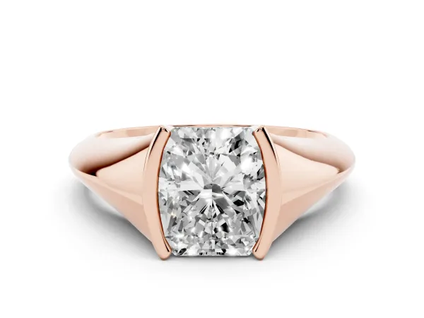 Radiant Cut Solitaire Tension Set Diamond Ring Rose gold