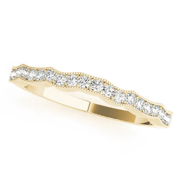 Round Diamond Milgrain Pave Contour Band Yellow gold