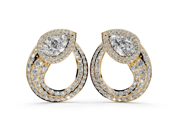 Pear Diamond Open Teardrop Stud Earrings Yellow gold