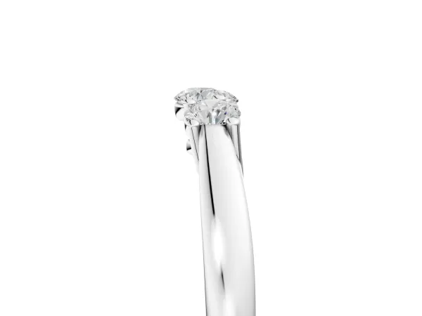 Three-Stone Round Diamond Tension Set Solitaire Band with Prong Setting Silver