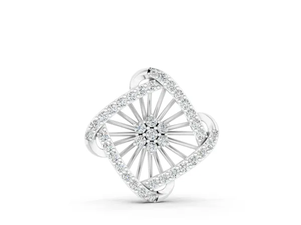 Round Diamond Cluster Pendant with Prong Setting White gold