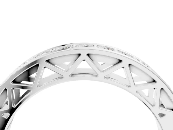 Channel-Set Round Diamond Eternity Band with Shared Prong Setting Silver