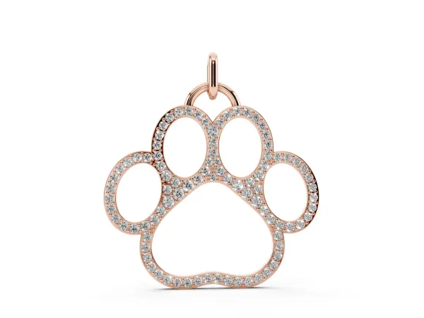 Pavé Round Diamond Paw Pendant Rose gold