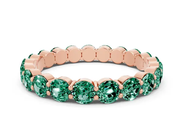 Round Green Sapphire Eternity Band with U-Prong Setting Rose gold