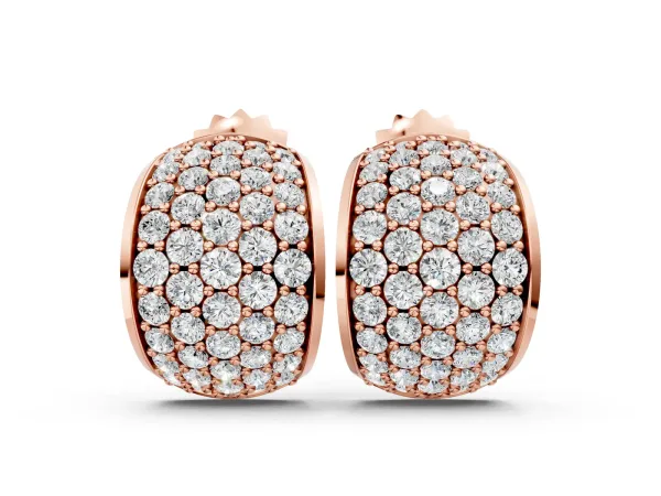 Pavé Round Diamond Huggie Earrings with Prong Setting Rose gold