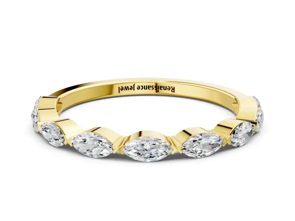 Marquise Diamond Eternity Band with Bezel Setting Yellow gold