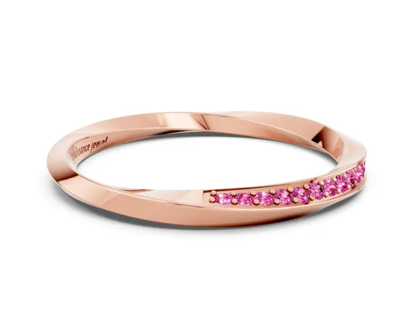 Pavé Round Pink Sapphire Twist Band Rose gold