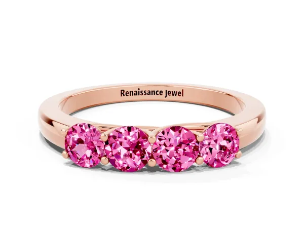 Four-Stone Round Pink Sapphire Prong-Set Band Rose gold