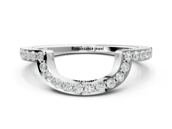 U-Shaped Pavé Round Diamond Contour Band Silver