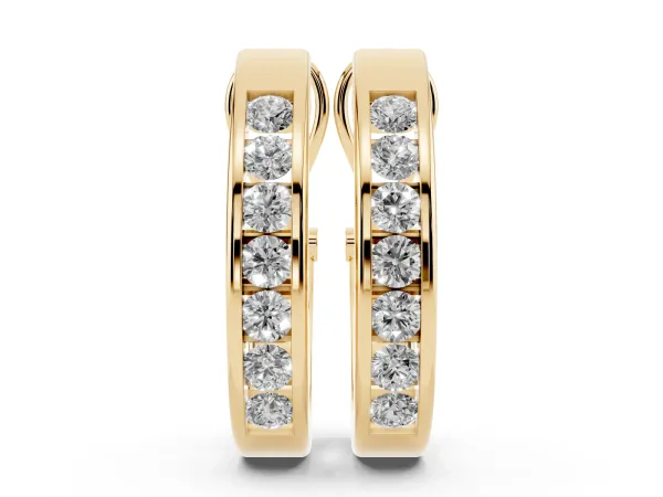 Channel-Set Round Diamond Hoop Earrings in White Gold Yellow gold