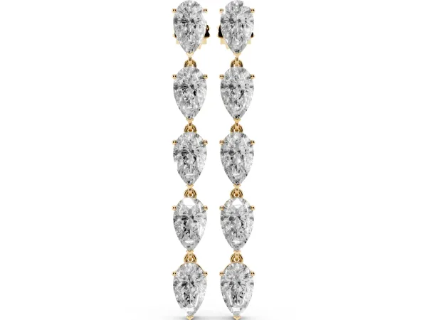 Pear Diamond Dangle Earrings with Pear Diamond Accents Yellow gold