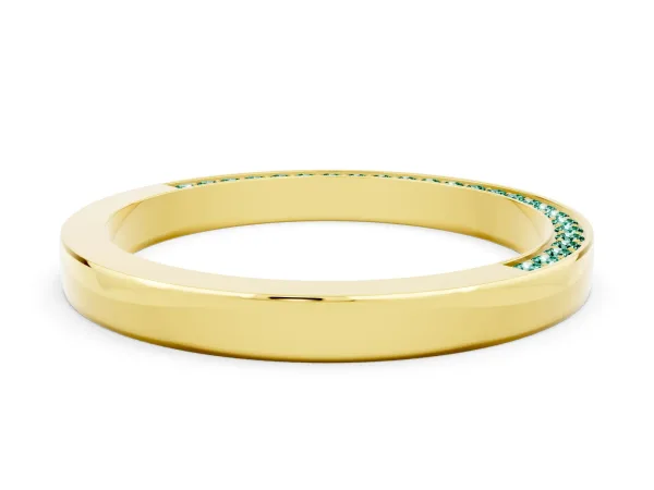 Pavé Round Green Sapphire Channel Set Band Yellow gold