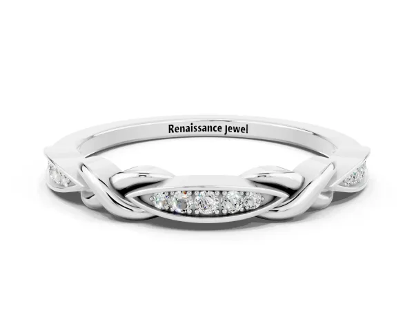 Twisted Marquise Moissanite Pavé Band with Shared Prong Setting Platinum