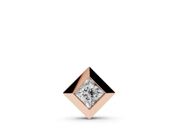 Bezel Princess Cut Diamond Pendant Rose gold