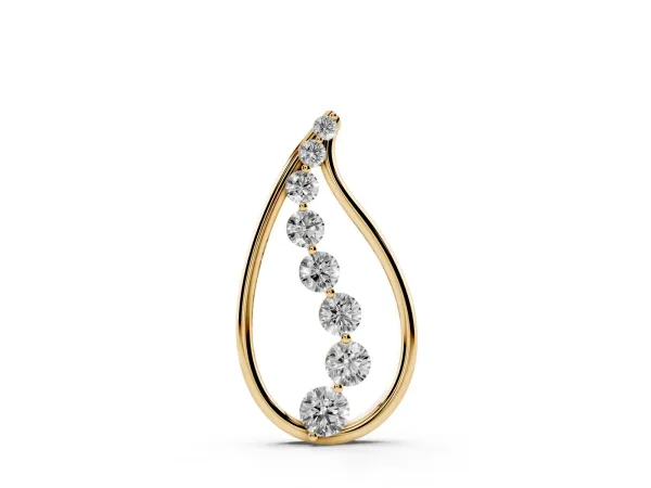 Teardrop Diamond Prong-Set Round Pendant Yellow gold
