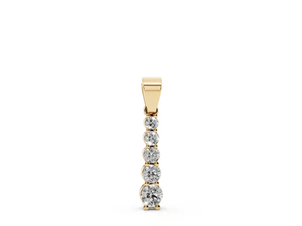Round Diamond Vertical Pendant with Prong Setting Yellow gold