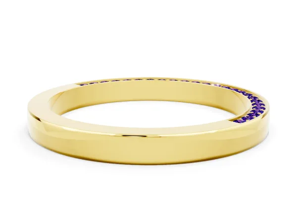 Pavé Round Tanzanite Channel Set Band Yellow gold