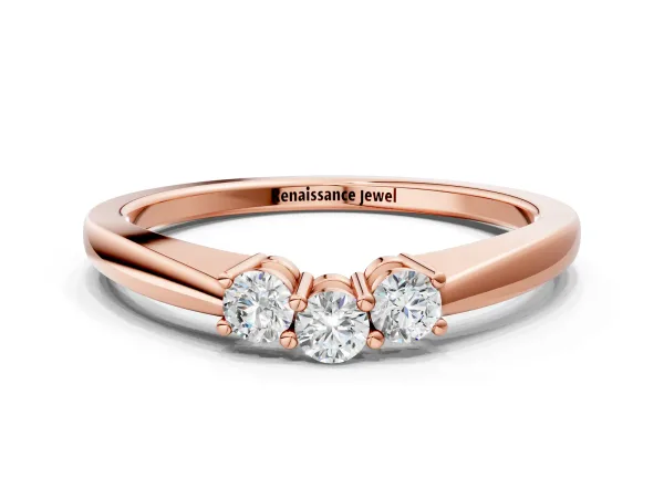 Three-Stone Round Diamond Tension Set Solitaire Band with Prong Setting Rose gold