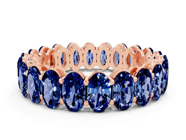 Oval Cut Blue Sapphire Eternity Band with Shared Prong Setting Rose gold