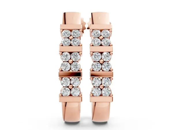 Round Diamond Channel-Set Hoop Earrings with Four-Prong Setting Rose gold