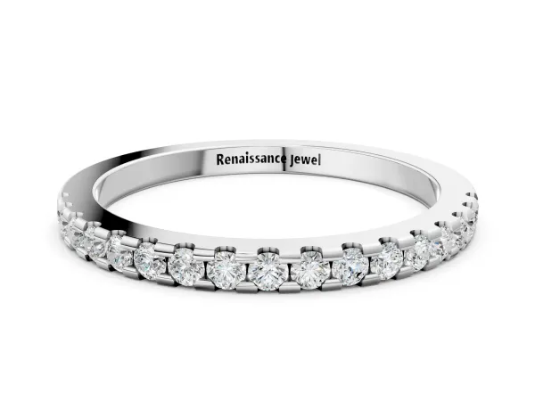 Round Diamond Pavé Set Eternity Band with Micro Prong Setting White gold