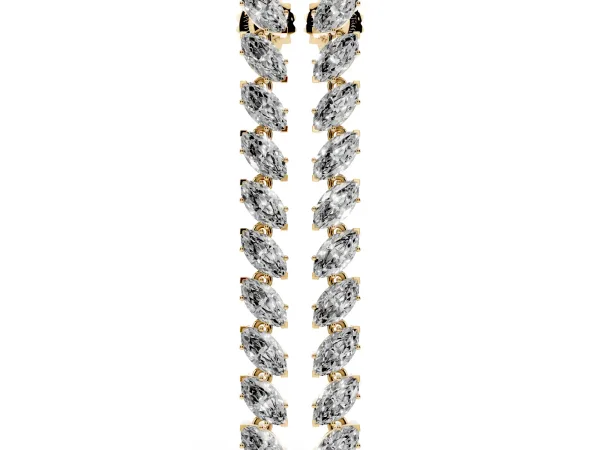 Marquise Diamond Linear Dangle Earrings Yellow gold