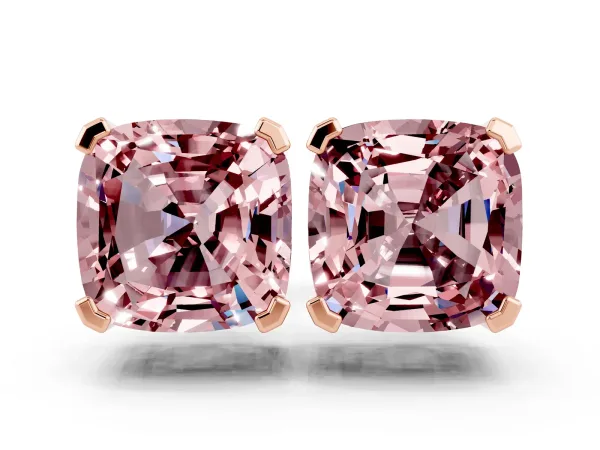 Cushion Cut Morganite Stud Earrings Rose gold