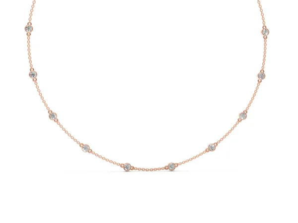 Bezel-Set Round Diamond Station Necklace Rose gold