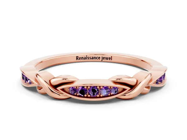 Twisted Marquise Amethyst Pavé Band with Shared Prong Setting Rose gold