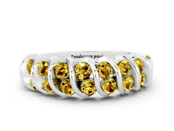 Channel Set Round Yellow Sapphire Multi-Row Band Platinum