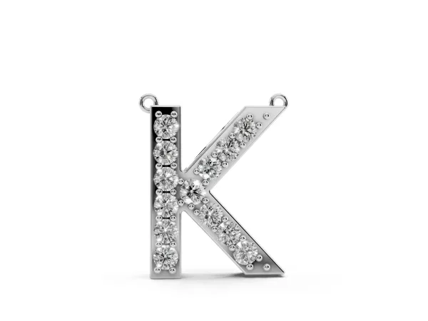 Pavé Round Prong Set Initial Pendant White gold