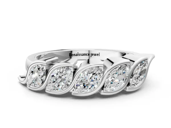 Marquise Diamond Wave Band with Channel Setting Platinum