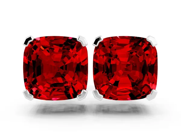 Cushion Cut Ruby Stud Earrings Platinum