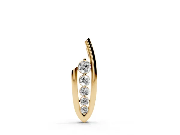 Channel Set Round Diamond Pendant with Bar Prong Setting Yellow gold