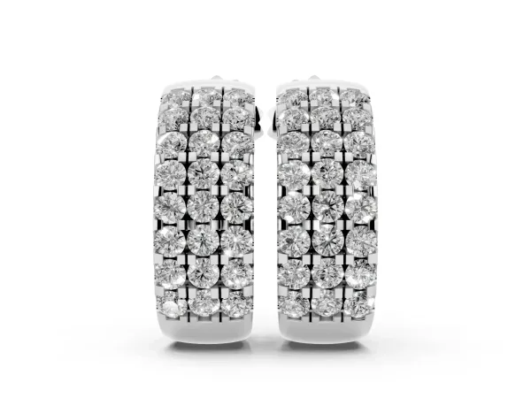 Pavé Round Diamond Hoop Earrings with Four-Prong Setting White gold