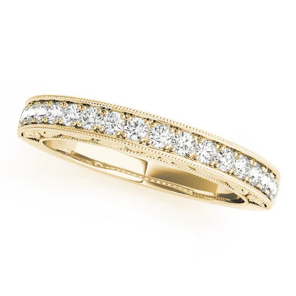 Channel Set Round Diamond Eternity Band with Milgrain Edging Yellow gold