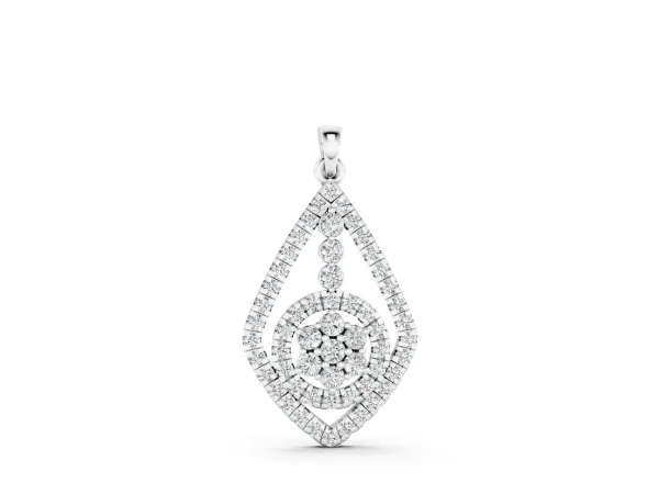 Diamond Halo Pendant with Pavé Setting Silver