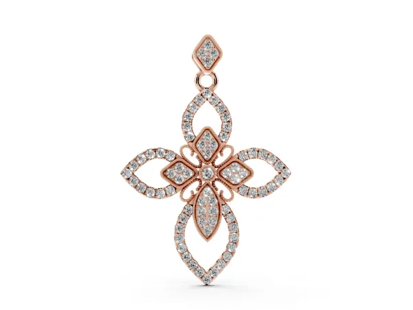 Pavé Marquise Diamond Cross Pendant Rose gold
