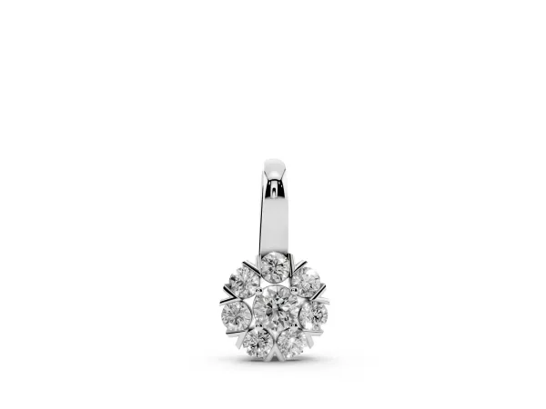 Round Diamond Floral Cluster Pendant with Prong Setting Silver
