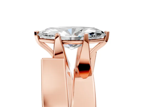 Modern Tension Set Marquise Cut Diamond Solitaire Wide Band Ring Rose gold