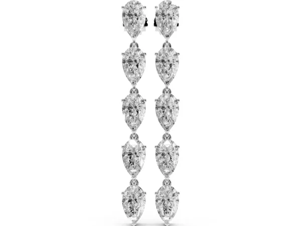 Pear Diamond Dangle Earrings with Pear Diamond Accents Platinum